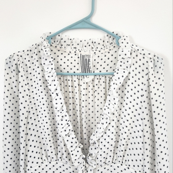 *EUC* VTG Free People Womens Polka Dot Blouse. Sz S.P - Picture 3 of 14